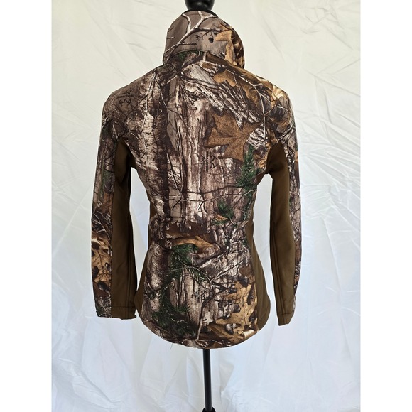 Realtree Camo Softshell Jacket Women's Size S Full Zip Red Lined Outdoor Hunting - Picture 5 of 7